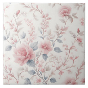 Pink Floral Pattern Aesthetic Background Tile