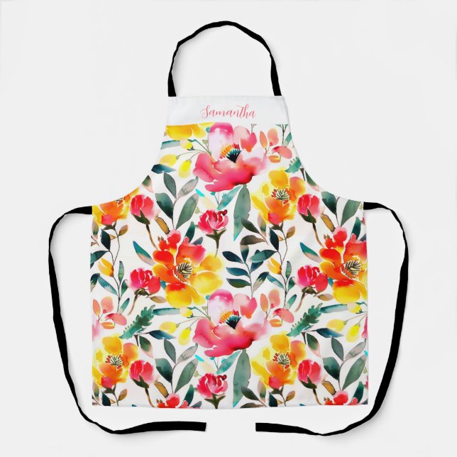 Pink Floral Pattern  Apron (Front)