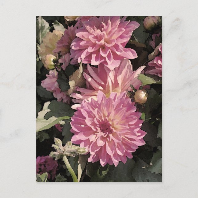 Pink floral pattern art by Renee Lavoie Postcard (Front)