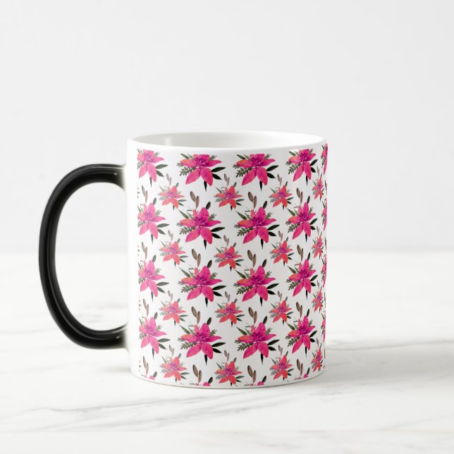 Pink Floral Pattern Design-29500 Magic Mug (Left)