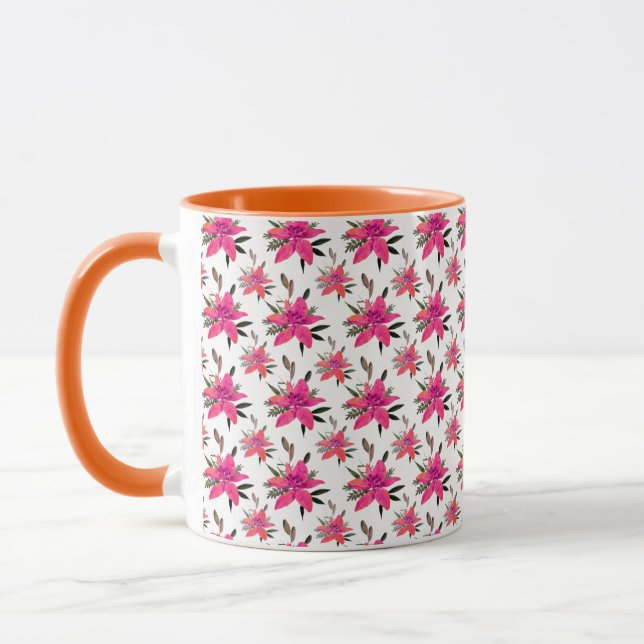 Pink Floral Pattern Design-29500 Mug (Left)