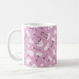 Pink Floral Pattern Design - Elegant Flower Art Coffee Mug