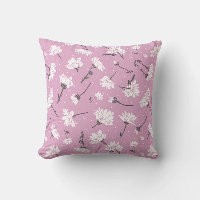 Pink Floral Pattern Design - Elegant Flower Art Cushion (Front)