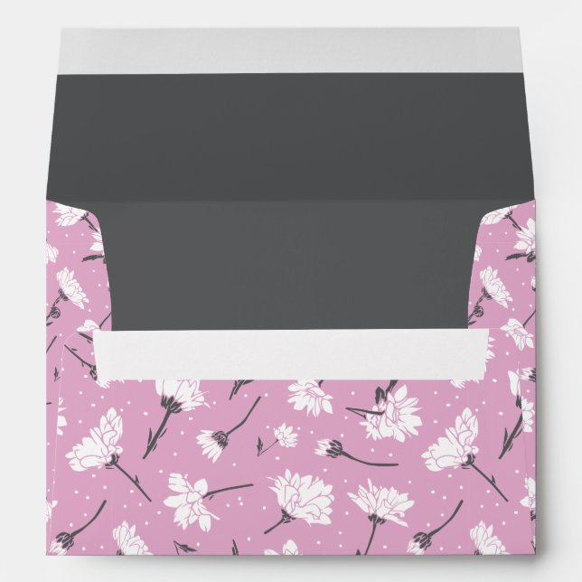 Pink Floral Pattern Design - Elegant Flower Art Envelope (Back (Bottom))