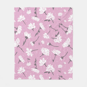 Pink Floral Pattern Design - Elegant Flower Art Fleece Blanket