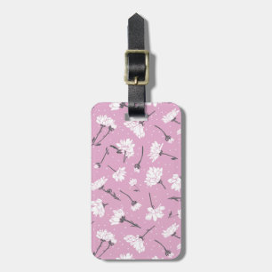 Pink Floral Pattern Design - Elegant Flower Art Luggage Tag