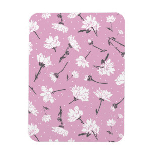 Pink Floral Pattern Design - Elegant Flower Art Magnet