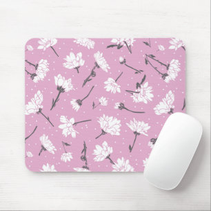 Pink Floral Pattern Design - Elegant Flower Art Mouse Mat