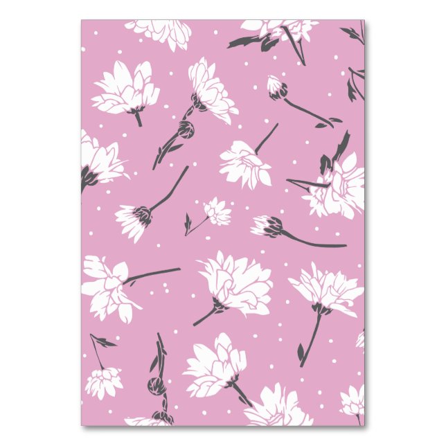 Pink Floral Pattern Design - Elegant Flower Art Table Number (Front)