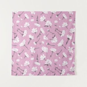 Pink Floral Pattern Design - Elegant Flower Art Tapestry