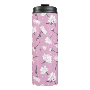 Pink Floral Pattern Design - Elegant Flower Art Thermal Tumbler