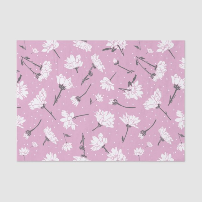 Pink Floral Pattern Design - Elegant Flower Art Tissue Paper (Front)