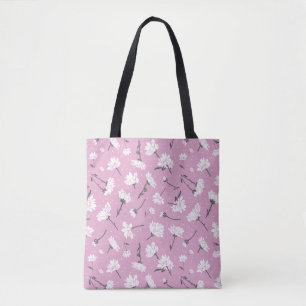 Pink Floral Pattern Design - Elegant Flower Art Tote Bag