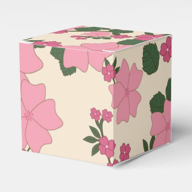 Pink Floral Pattern Favour Box (Front Side)