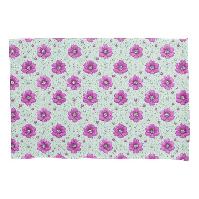 Pink Floral Pattern For Soft Mint Home Decor Pillowcase (Front)