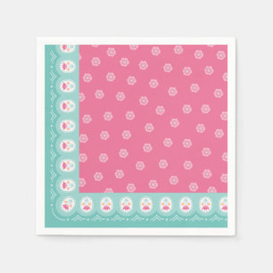 Pink Floral Pattern Girl Birthday Napkin