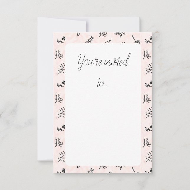 Pink Floral Pattern Invitation Card (Front)
