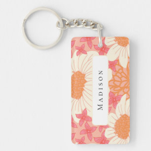 Pink Floral Pattern Key Ring