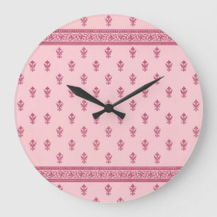 Pink Floral Pattern Large Clock