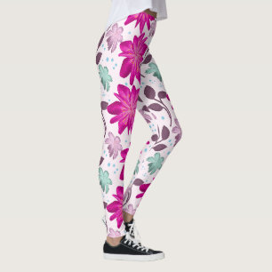 Pink floral pattern leggings