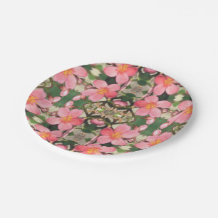 Pink Floral Pattern Paper Plate