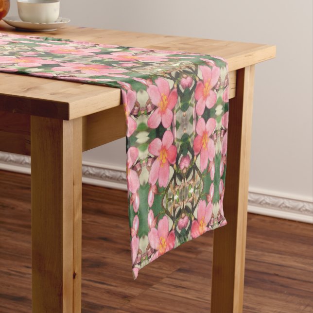 Pink Floral Pattern Short Table Runner (In Situ)