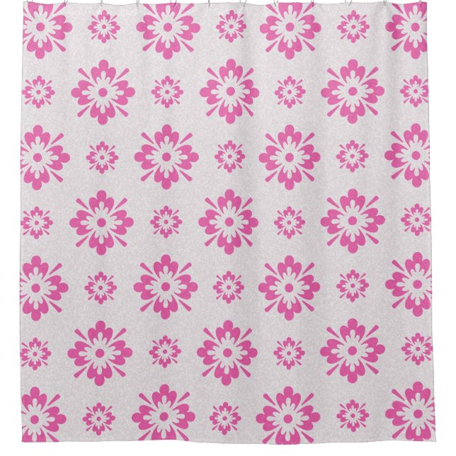 Pink floral pattern shower curtain (Front)