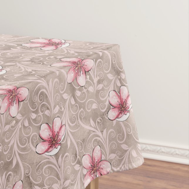 Pink Floral Pattern Tablecloth (In Situ)