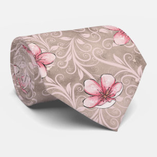 Pink Floral Pattern  Tie