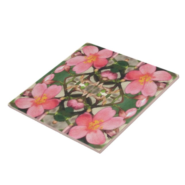 Pink Floral Pattern Tile (Side)