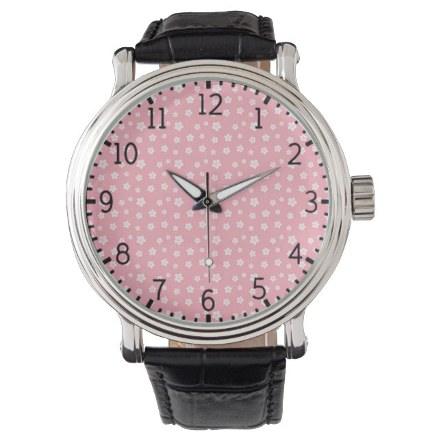 Pink Floral Pattern Watch (Front)
