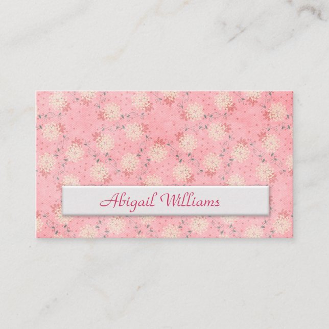 pink floral pattern with copy space business card (Front)