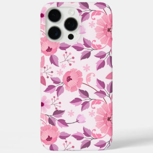Pink Floral Pattern with Elegant Blossoms iPhone 16 Pro Max Case