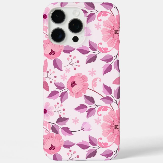 Pink Floral Pattern with Elegant Blossoms Case-Mate iPhone Case (Back)