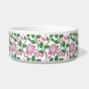 Pink floral pattern with green leaves