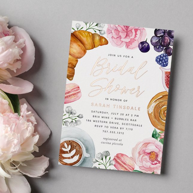 Pink Floral Peony Bridal Shower Brunch Rose Gold (Creator Uploaded)
