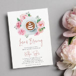 Pink Floral Peony "Love is Brewing" Bridal Brunch Invitation<br><div class="desc">Invite guests for an elegant bridal shower brunch with these beautiful watercolor invitations. Design features your celebration details in modern lettering,  topped by an illustration of a perfect cafe latte and blush pink peony flowers.</div>