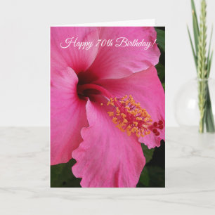 Pink Floral Personalised 70th Birthday Card