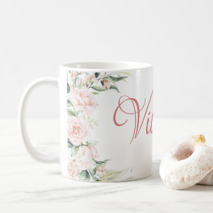 Pink Floral Personalised  Coffee Mug