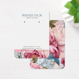 Pink Floral Personalised Earring Display Card
