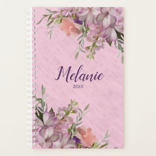 Pink Floral Personalised First Name Planner