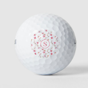 Pink Floral Personalised Golf Balls
