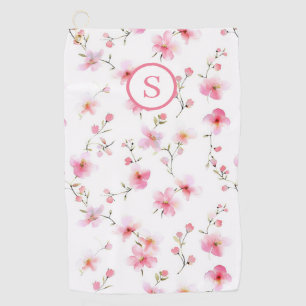 Pink Floral Personalised  Golf Towel