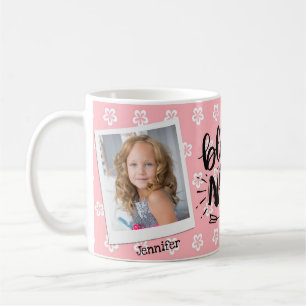 Pink Floral Personalised Grandma Photo Mug