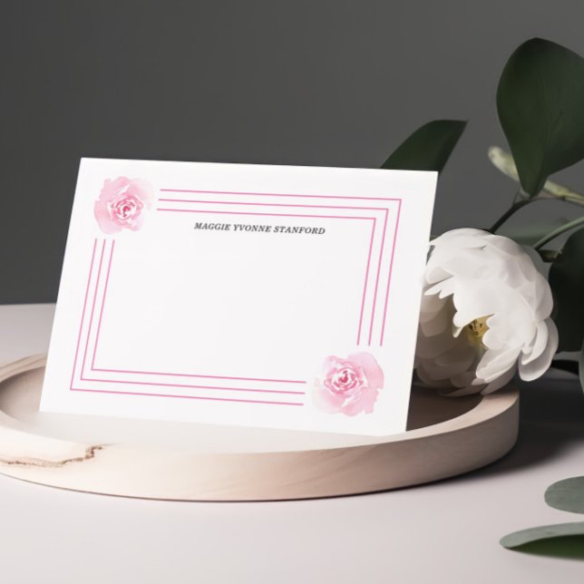 Pink Floral Personalised Note Cards (Creator Uploaded)