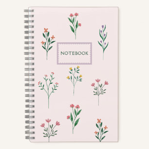 Pink floral personalised notebook