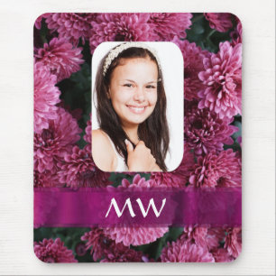 Pink floral personalised photo mouse mat
