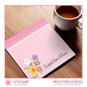 Pink Floral Personalised Post-it Notes