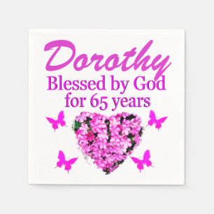 PINK FLORAL PERSONALIZED 65TH BIRTHDAY NAPKINS