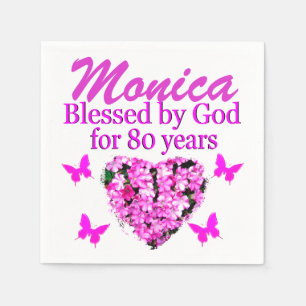 PINK FLORAL PERSONALIZED 80TH BIRTHDAY NAPKINS